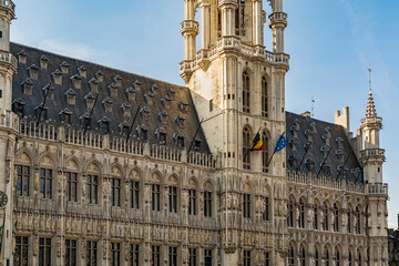 Old building of Brussels Town Hall, located in the Grand Place, Brussels, Belgium