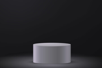 3d realistic podium or pedestal on black background.