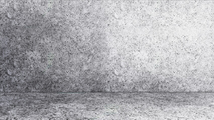 empty gray wall room interiors studio, grainy artificial stone backdrop and floor texture use as background with blank space for product display. quartz material room.