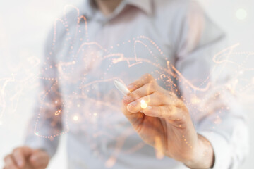 Global network. Blockchain. 3D illustration. Neural networks and artificial intelligence. Abstract