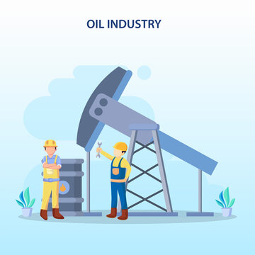 Oil industry and petroleum industry flat style vector