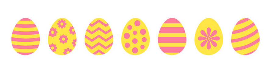 Easter eggs colorful icons set collection.