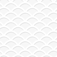 White horizontal wave abstract paper cut  seamless pattern.  3d illusion effect on white background. Vector illustration.