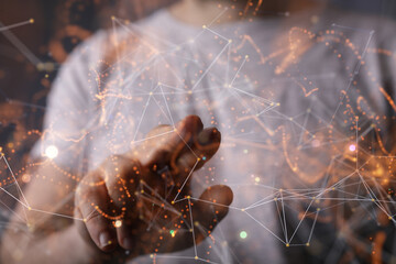 Digital technology background. Network connection dots and lines.