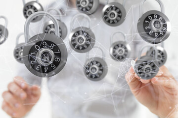 Information technology protected with firewall, secure access and encryption against cyber