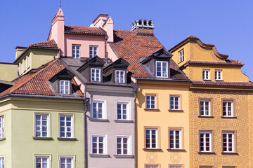 Colorful old buildings in in Warshaw