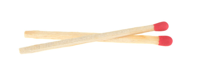 two wooden match isolated on white background