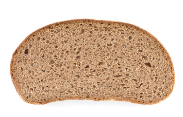 Slice of fresh rye bread isolated on white background