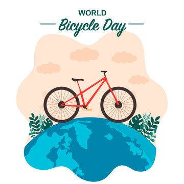 World bicycle day vector illustration for annual celebration of World Car Free Day