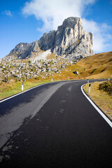 View of the road leading to the Dolomites