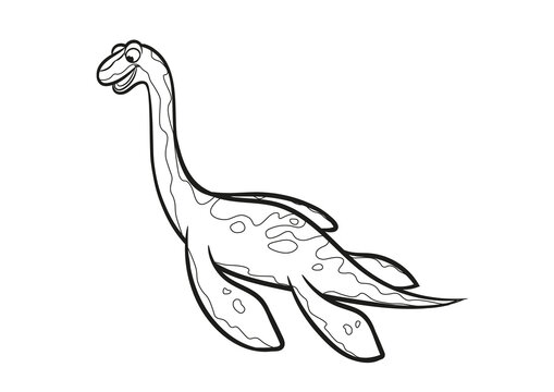 illustration of a cartoon dinosaur elasmosaurus dinosaur vector mascot design