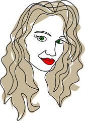 Fashion abstract one line drawing. beauty woman portrait minimalist style fashion print