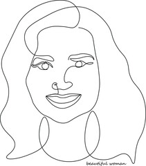 Fashion abstract one line drawing. beauty woman portrait minimalist style fashion print