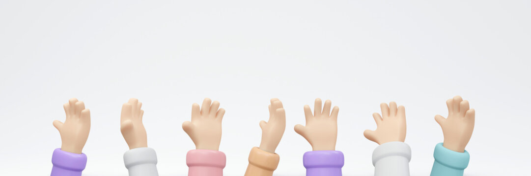 3D Rendering of hand rising up in the air. 3D Render illustration.