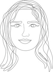Fashion abstract one line drawing. beauty woman portrait minimalist style fashion print