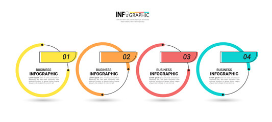 4 Steps timeline Infographics design template.	