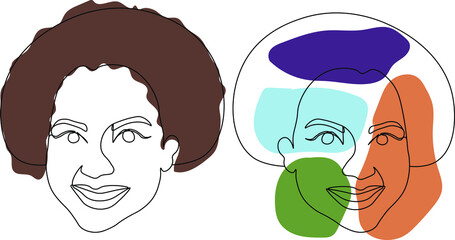 Fashion abstract one line drawing. beauty woman portrait minimalist style fashion print