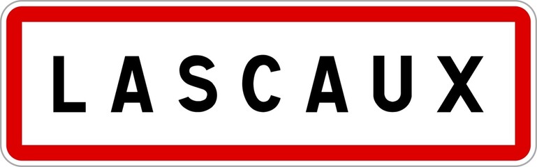 Panneau entrée ville agglomération Lascaux / Town entrance sign Lascaux