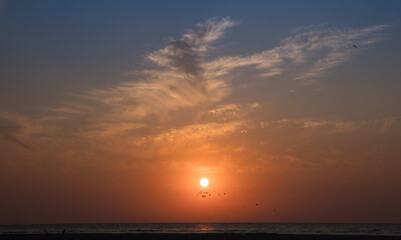 Red and orange sunset over the Sea