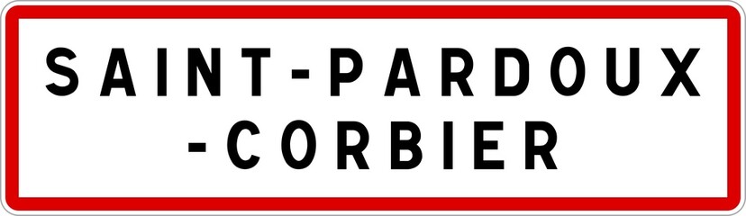 Panneau entrée ville agglomération Saint-Pardoux-Corbier / Town entrance sign Saint-Pardoux-Corbier