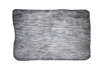 Old wooden sign board isolated on white background with clipping path