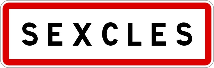 Fototapeta premium Panneau entrée ville agglomération Sexcles / Town entrance sign Sexcles