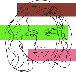 Abstract face line illustration. Minimalist face art. Trendy background. One line drawing fashion print.