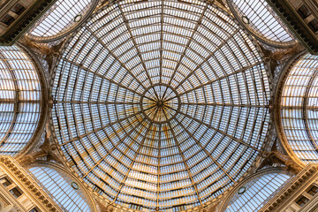 The dome of the Galleria Umberto I seen from the inside.