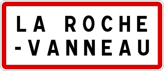 Panneau entrée ville agglomération La Roche-Vanneau / Town entrance sign La Roche-Vanneau