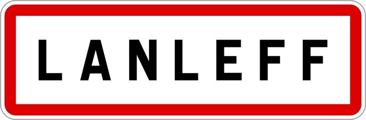 Obraz premium Panneau entrée ville agglomération Lanleff / Town entrance sign Lanleff