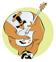 Afro-American jazz-man plays guitar	