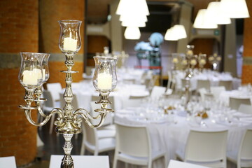 Decorated table on a gala dinner party