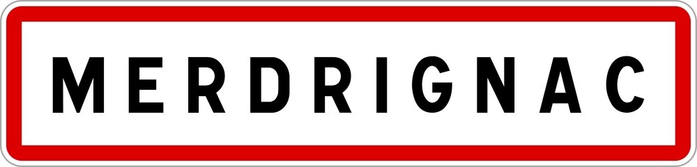 Panneau entrée ville agglomération Merdrignac / Town entrance sign Merdrignac