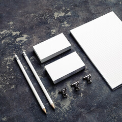 Photo of blank stationery set. Blank stationery template for branding identity for designers.