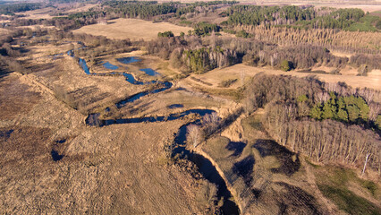 "Rega" River in Poland. Drone Autel Evo