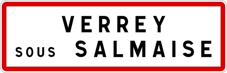 Panneau entrée ville agglomération Verrey-sous-Salmaise / Town entrance sign Verrey-sous-Salmaise
