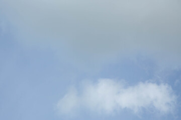 Blue sky with gray and white clouds. The background of an overcast sky.