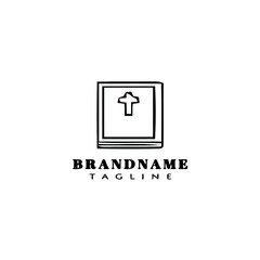 holy bible logo cartoon icon design template black isolated vector