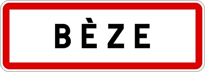 Panneau entrée ville agglomération Bèze / Town entrance sign Bèze