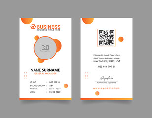 Modern ID Card Template with an author photo place | Office Id Card creative Layout | Employee Id Card with orange gradient shape design