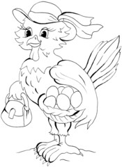 Hen to paint drawn less on paper