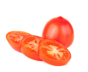 Tomatoe and slices isolated on a white background