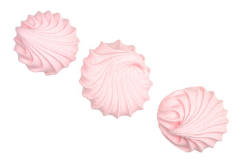 Meringue isolated on a white background, top-down, flat lay