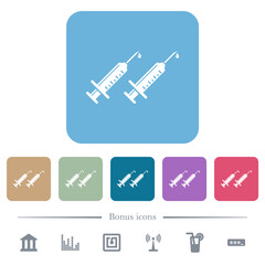 Second vaccine dose flat icons on color rounded square backgrounds