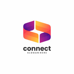 Vector Logo Illustration Connect Gradient Colorful Style.