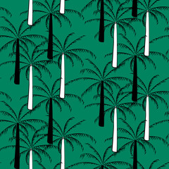 Vector seamless half-drop pattern, with palm tree