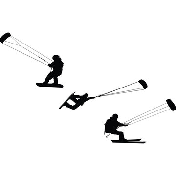 Snowkiting Silhouette Vector