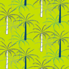 Fototapeta na wymiar Vector seamless half-drop pattern, with palm tree