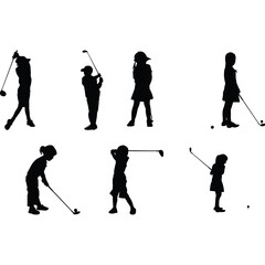 Naklejka premium Kids Golf Silhouette Vector