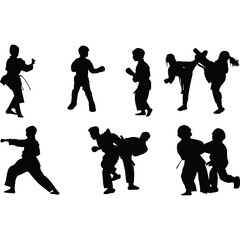 Kids Karate Silhouette Vector